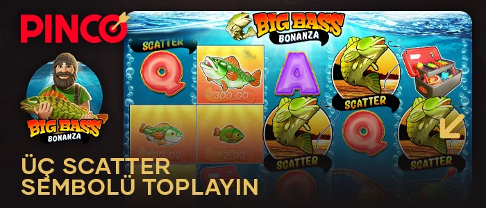 Big Bass Bonanza Pinco'da üç scatter sembolü toplayarak bonus oyunu etkinleştirin