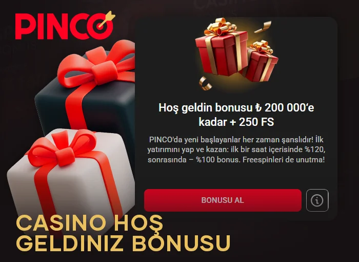 Pinco online casino'da oynamak için hoş geldiniz bonusu alın